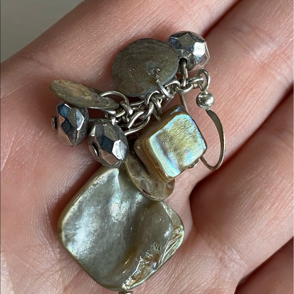 MOONSTONE SEASHELL DANGLE STONE GEMS BEADED DANGLE HOOK EARRINGS HEALING STONES - Picture 4 of 5